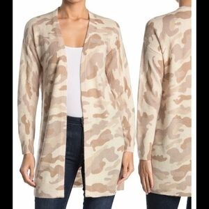 MAGASCHONI Cashmere Camo Open Front Cardigan in Neutral Camo